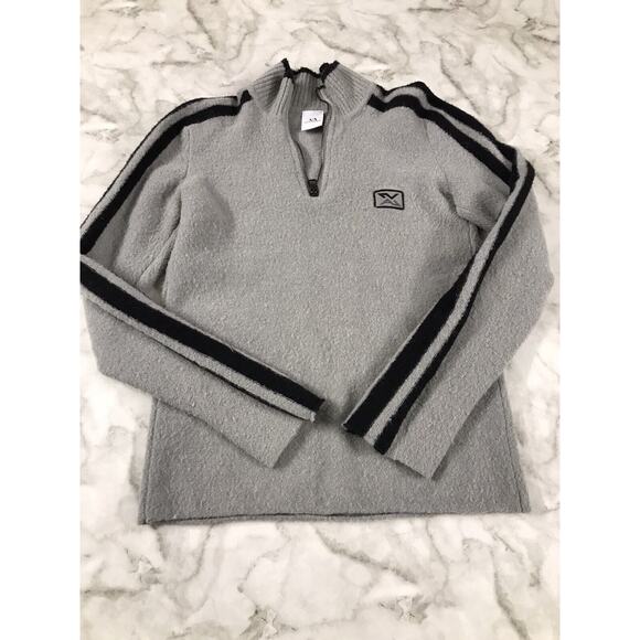 Vintage 90s Armani Exchange Wool Blend 1/4 Zip Pullover Men's S Gray Long Sleeve - Picture 1 of 4